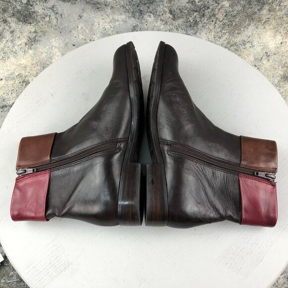 Canal Grande Women's Size 37 Pauline Dark Brown Red Side Zip Ankle Booties 13627 - Picture 10 of 16